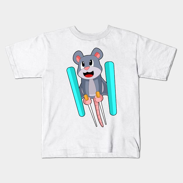 Mouse Skier Ski Winter sports Kids T-Shirt by Markus Schnabel